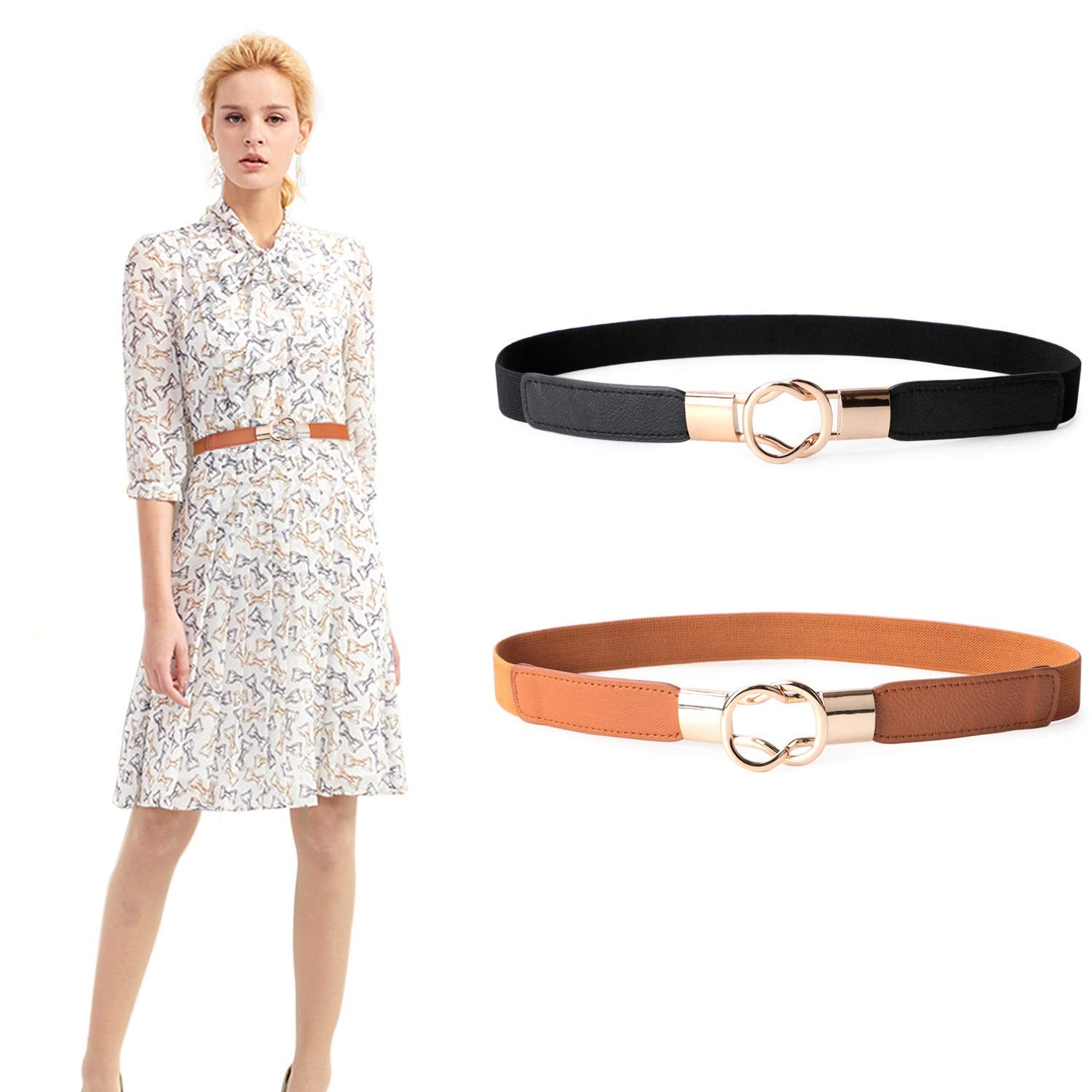 GUSTAVE Unisex Polyester, Faux Leather, Cotton Waist Belt (Pack Of 2 Pcs) ( And Brown) GUSTAVE Unisex Polyester, Faux Leather, Cotton Waist Belt (Pack Of 2 Pcs) ( And Brown)